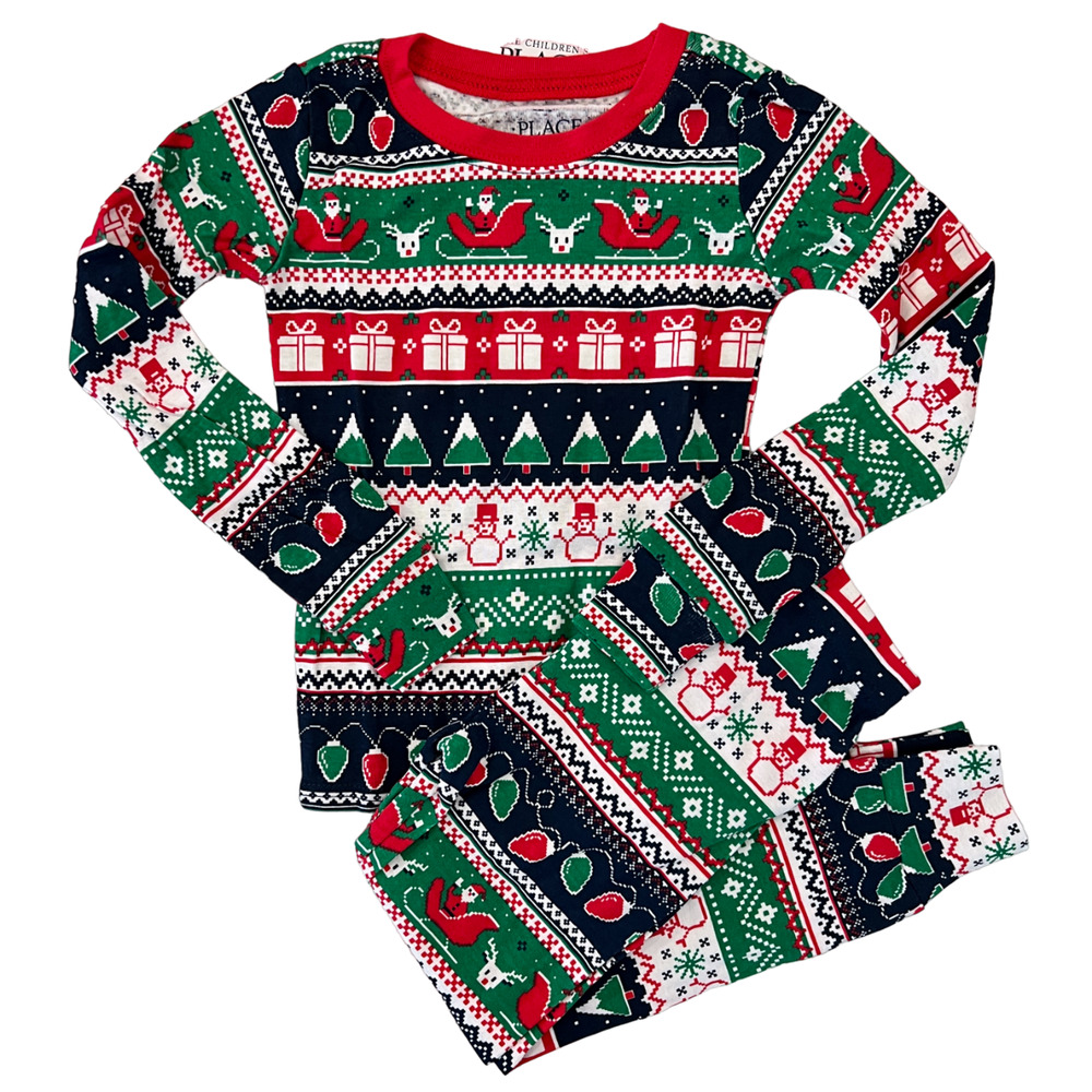 **NWT Children's Place Glow Christmas Fair Isle Cotton Pajamas - SIZE 4
